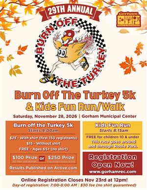Burn Off The Turkey 5k Road Race Flyer
