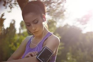Woman preparing for a run