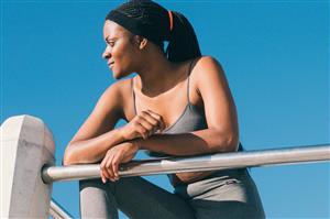Woman rests between exercises